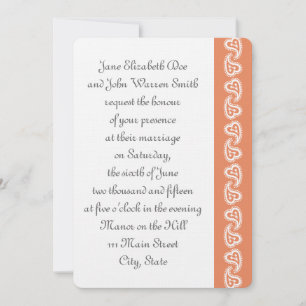 Söt Paisley Hearts in Coral Wedding bjudande Inbjudningar