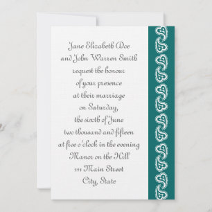 Söt Paisley Hearts in Teal Wedding bjudande Inbjudningar