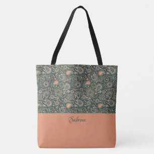 Söt Paisley Monogrammed Tote Bag Tygkasse