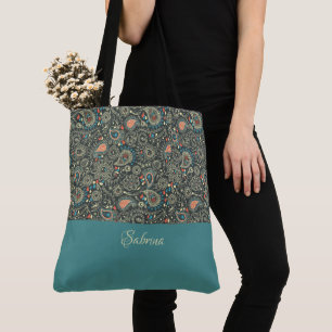 Söt Paisley Monogrammed Tote Bag Tygkasse