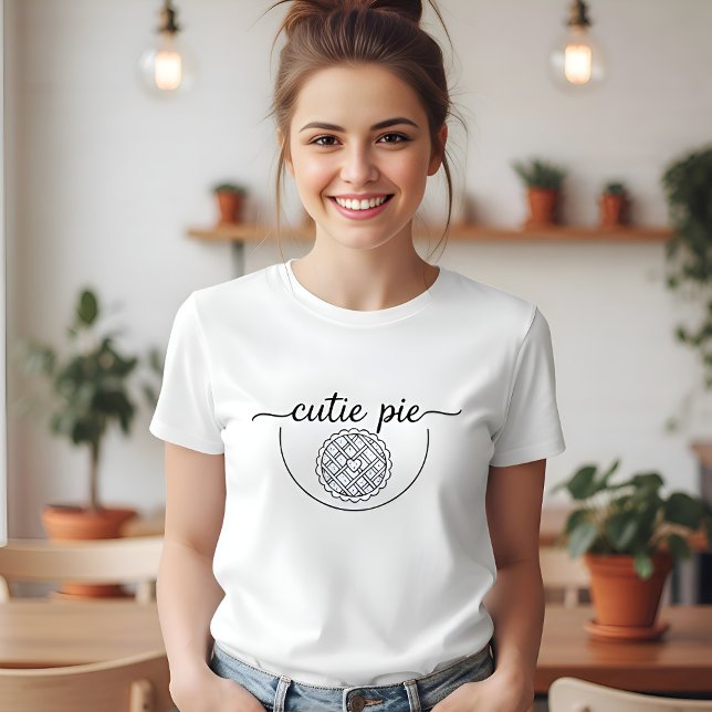 Söt Paj Cute Kvinnor Rolig Grafik T Shirt (Cutie Pie Mockup)