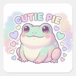 Söt Paj Frog Sticker Söt Glittrig Groda Kawaii Ae Fyrkantigt Klistermärke