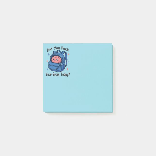 Söt “Pakkade Du Din Hjärna Idag?” Hjärnpun Post-it Block (Framsida)