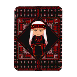söt palestinsk flicka Broderi röd tatreez Magnet