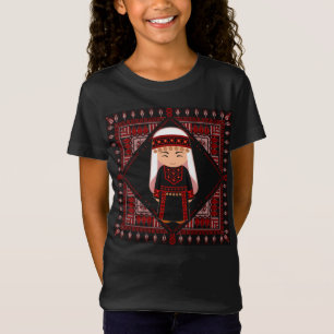 söt palestinsk flicka Broderi röd tatreez T Shirt