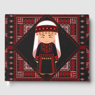 söt palestinsk flicka Embroidery Red tatreez Gästböcker