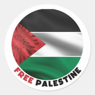 Söt palestinsk vattenmelonflagga, frihet runt klistermärke