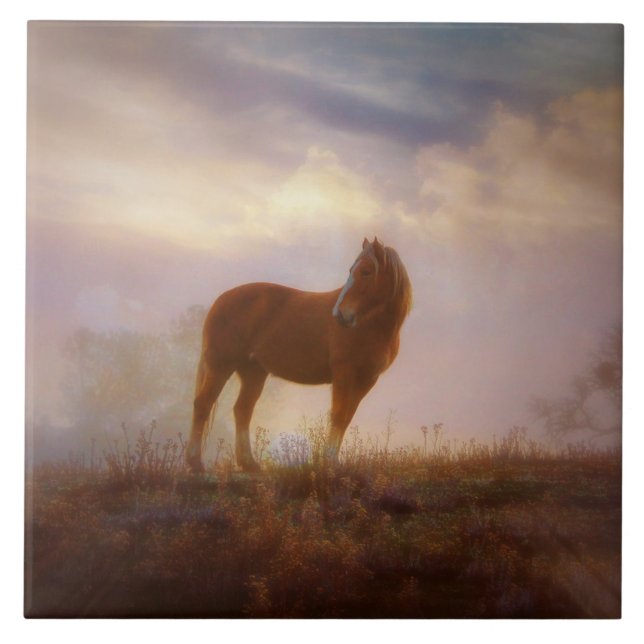 Söt Palomino Mustang Art Tile Kakelplatta (Framsidan)