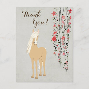 Söt Palomino Pony och Flowers Horse Tack Vykort