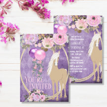 Söt Palomino Rosa Lila blommor Horse Birthday