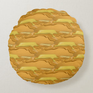 Söt pancake och lönnsirap rund kudde