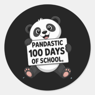 Söt Panda 100 dagar i skolan Runt Klistermärke