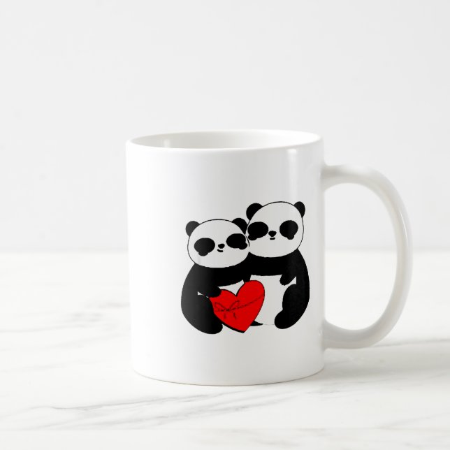 Söt Panda Alla Hjärtans Dag Present Panda Par Med  Kaffemugg (Höger)