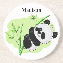 Söt Panda anpassat namn sandsten coaster Underlägg