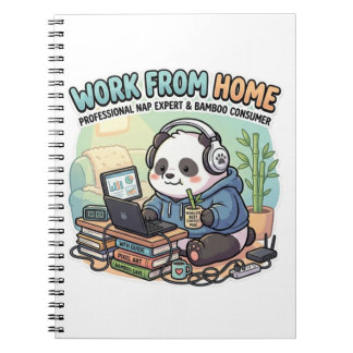 Söt Panda Arbetar Hemifrån Anteckningsbok