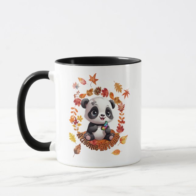 Söt Panda “Ausome Autumn” – Höst Autism Medvetenhe Mugg (Vänster)