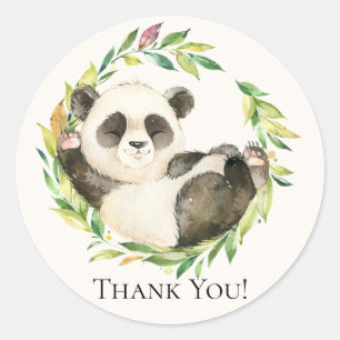 Söt Panda Baby Shower Tack Favor Sticker Runt Klistermärke