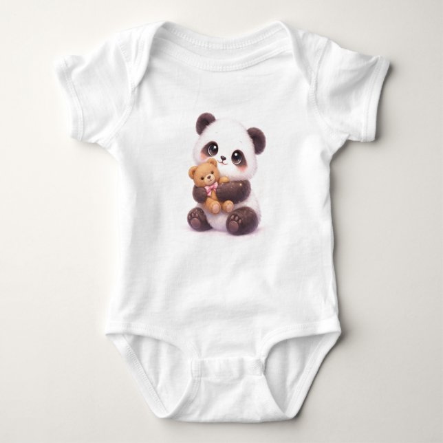 Söt Panda Babyklänning T Shirt (Framsida)