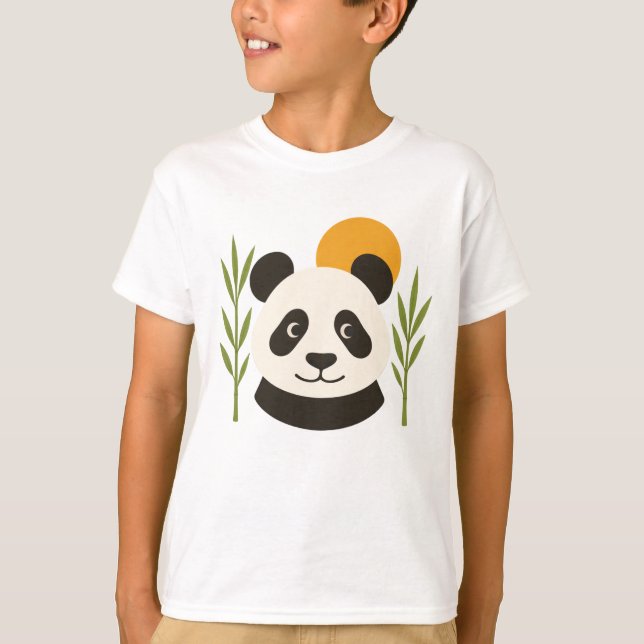 Söt Panda Bambu Barn T-Shirt (Framsida)