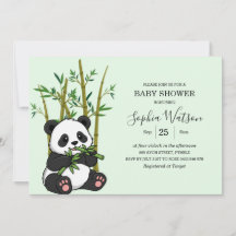 Söt Panda Bambu Mint Bebis Shower