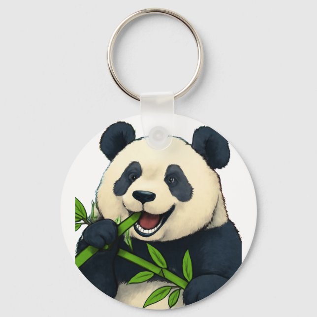 Söt Panda Bambu Tecknad Djurdesign Nyckelring (Framsida)