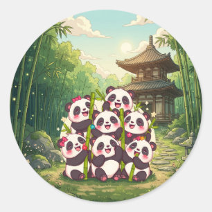 Söt Panda Bambu Trädgård Klistermärke