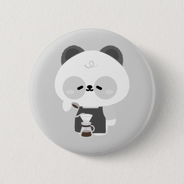 Söt Panda Barista Knapp (Framsida)