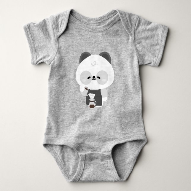Söt Panda Barista T Shirt (Framsida)