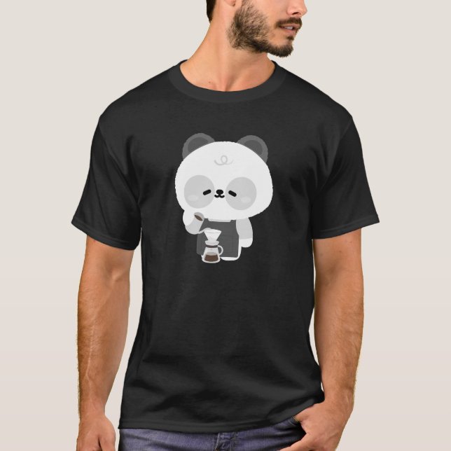 Söt Panda Barista T Shirt (Framsida)