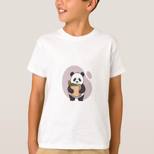 Söt Panda Barn Matvaruköp T Shirt (Framsida)
