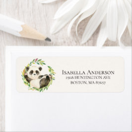 Söt Panda Bear Baby Shower-adressetikett Returadress Etikett