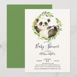 Söt Panda Bear Baby Shower-inbjudan Inbjudningar