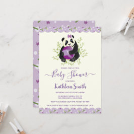 Söt Panda Bear Baby Shower Soft Lilac Inbjudningar