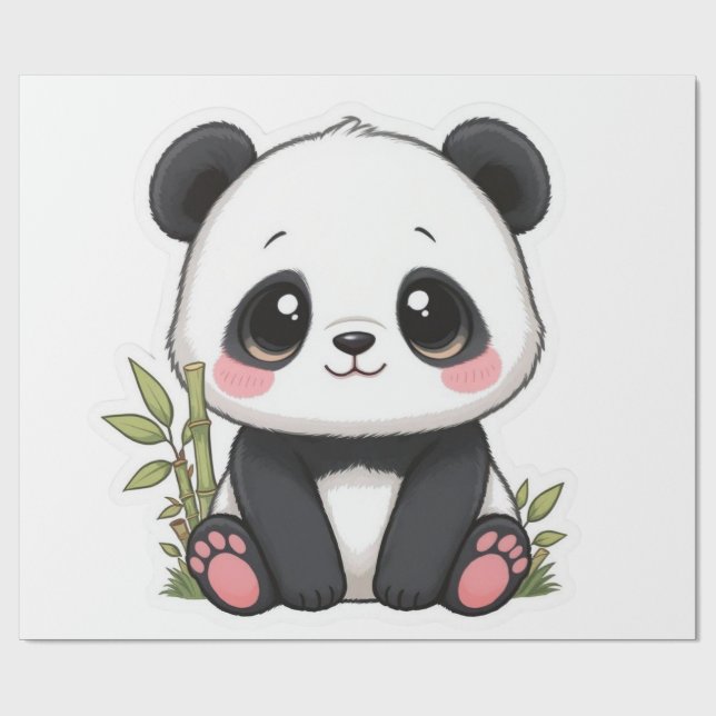 Söt Panda Bebis Bambu Presentpapper (Platt)