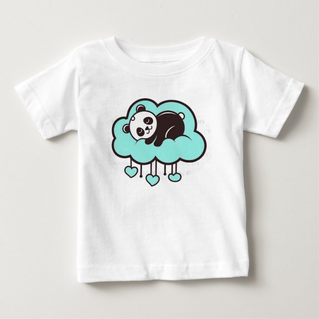 Söt Panda Bebis T-Shirt Present Barn Djur Tee (Framsida)