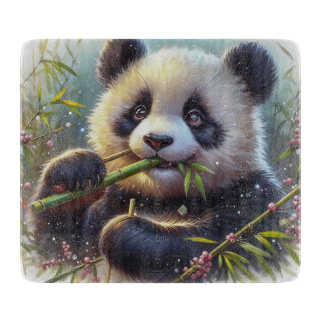 Söt Panda Björn Äter Bambu (Framsidan)