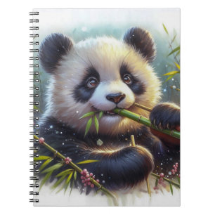 Söt Panda Björn Äter Bambu Anteckningsbok