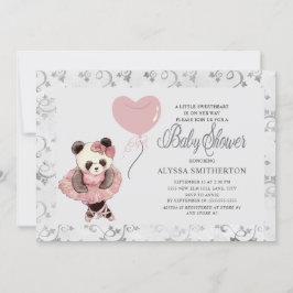 Söt Panda Björn Ballerina Baby Girl Shower Inbjudningar