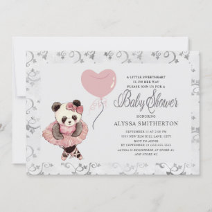Söt Panda Björn Ballerina Baby Girl Shower Inbjudningar