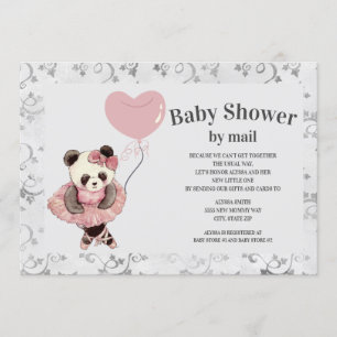 Söt Panda Björn Ballerina Baby Girl Shower Per Pos Inbjudningar