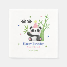 Söt Panda Björn Bambu Födelsedag Pappersservett