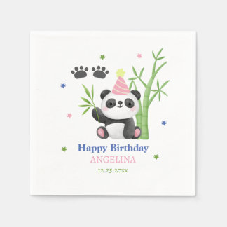 Söt Panda Björn Bambu Födelsedag Pappersservett