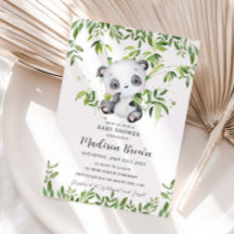 Söt Panda Björn Bambu Grönska Baby Shower