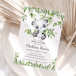 Söt Panda Björn Bambu Grönska Baby Shower Inbjudningar