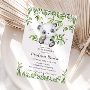 Söt Panda Björn Bambu Grönska Baby Shower  Inbjudningar
