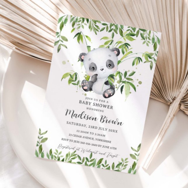 Söt Panda Björn Bambu Grönska Baby Shower  Inbjudningar (Skapare uppladdad)