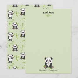 Söt Panda Björn Bambu Kawaii Djur Mönster Anteckningskort