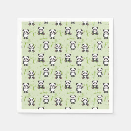 Söt Panda Björn Bambu Kawaii Djur Mönster Pappersservett