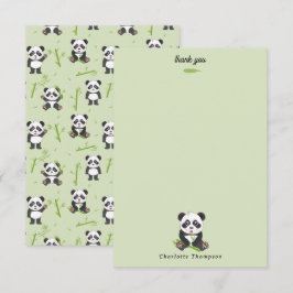 Söt Panda Björn Bambu Kawaii Djur Mönster Tack Kort