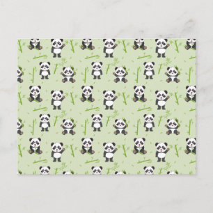 Söt Panda Björn Bambu Kawaii Djur Mönster Vykort